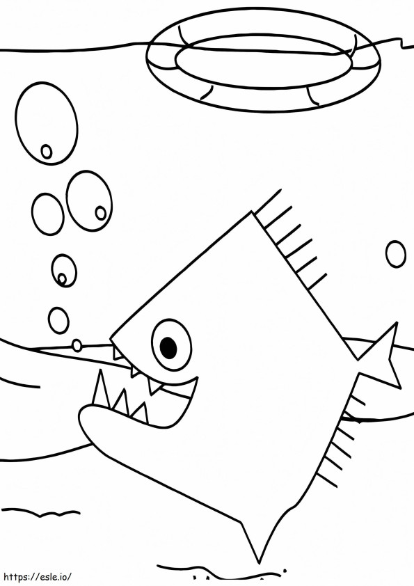 Easy Piranha Fish coloring page
