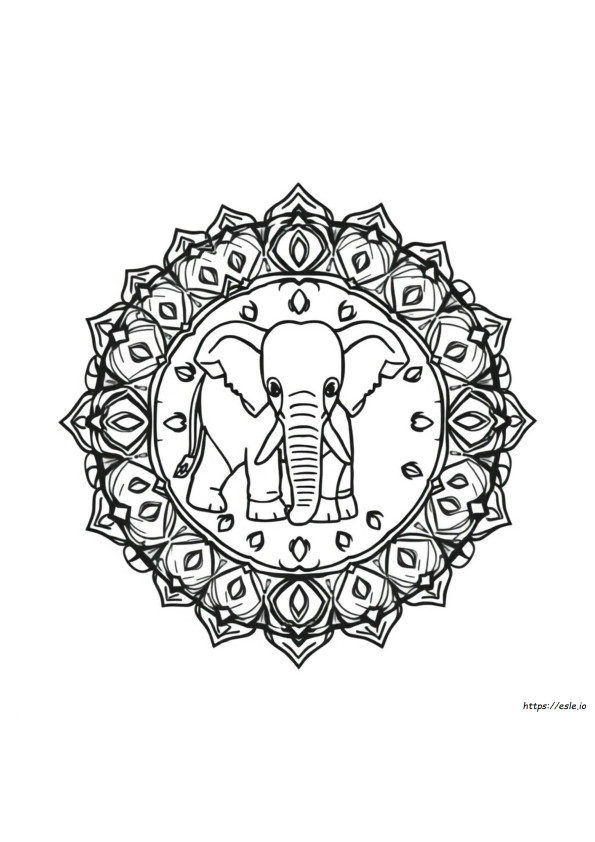 Halaman Mewarnai Mandala Gajah Mudah