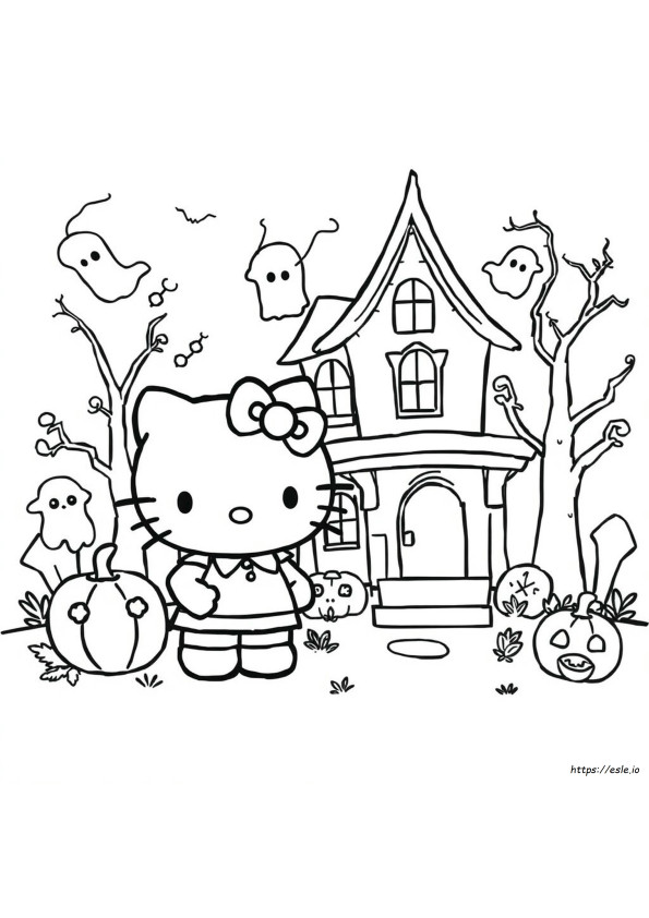 Hello Kitty Coloring Pages For Halloween