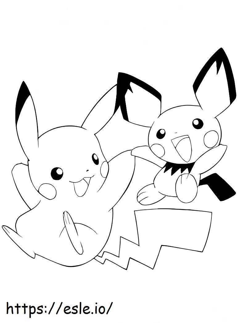 Pichu ja Pikachu Hauskoja värityskuva