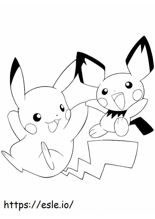 Pichu ja Pikachu Hauskoja värityskuva