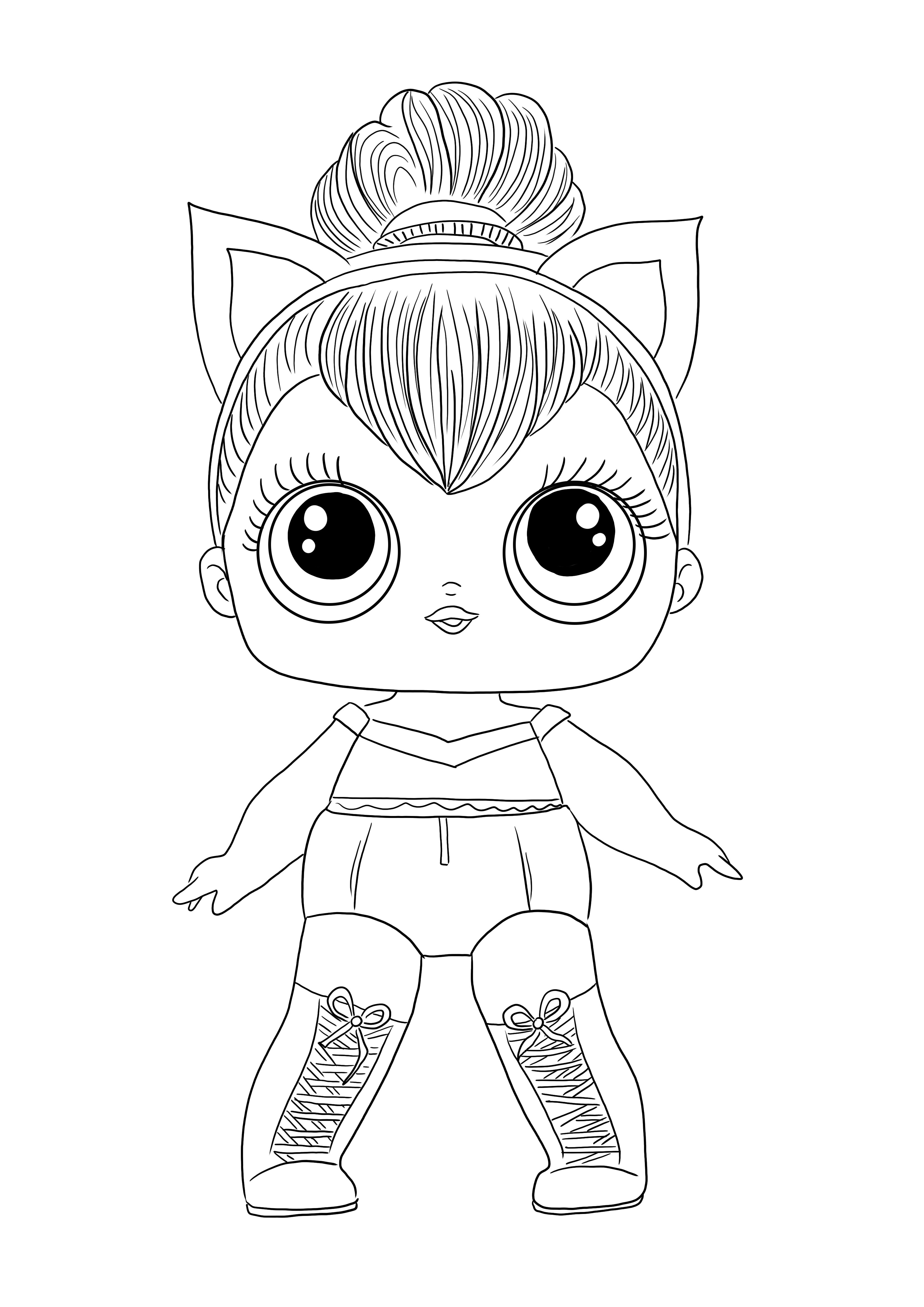 Imprime y colorea gratis la imagen de LOL Doll Kitty Queen para todos los niños