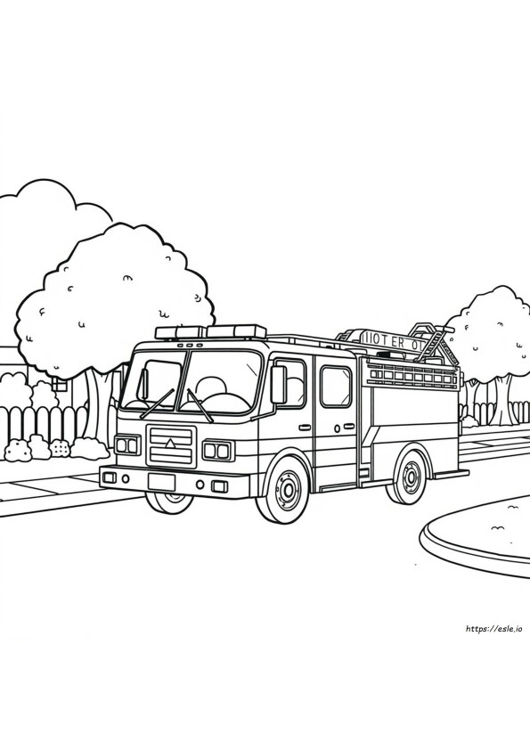 Hoja De Camión De Bomberos Para Colorear