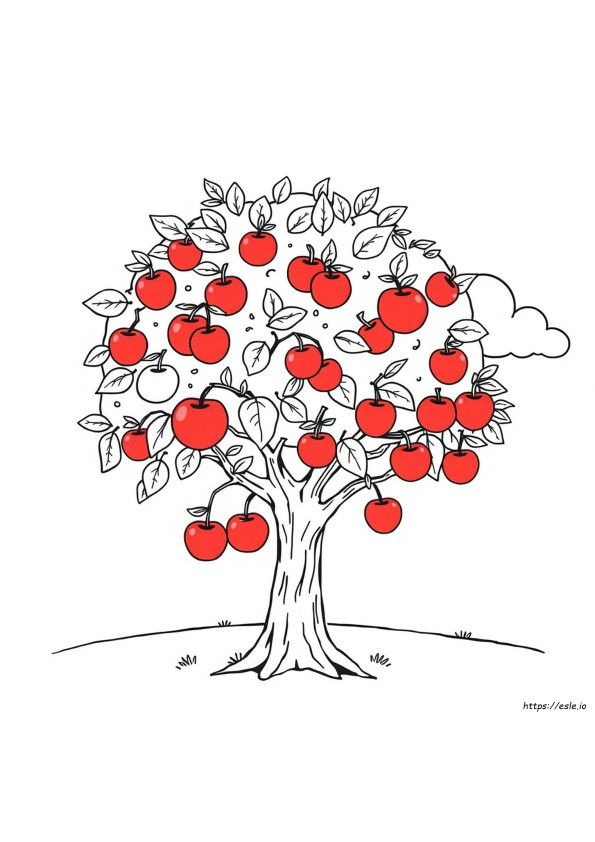 Coloring Page Of An Apple Tree