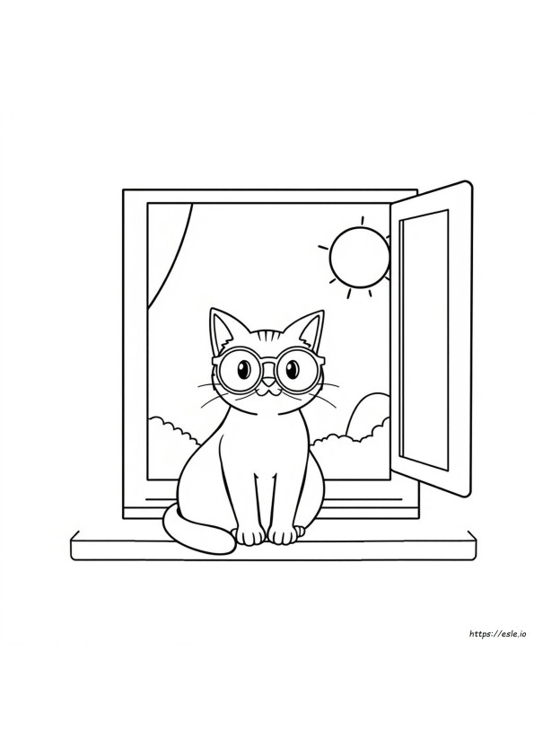 Kucing Berkacamata Halaman Mewarnai