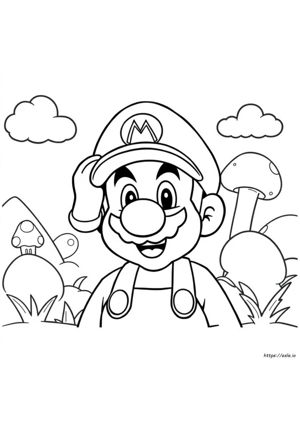 Gambar Mewarnai Wajah Super Mario