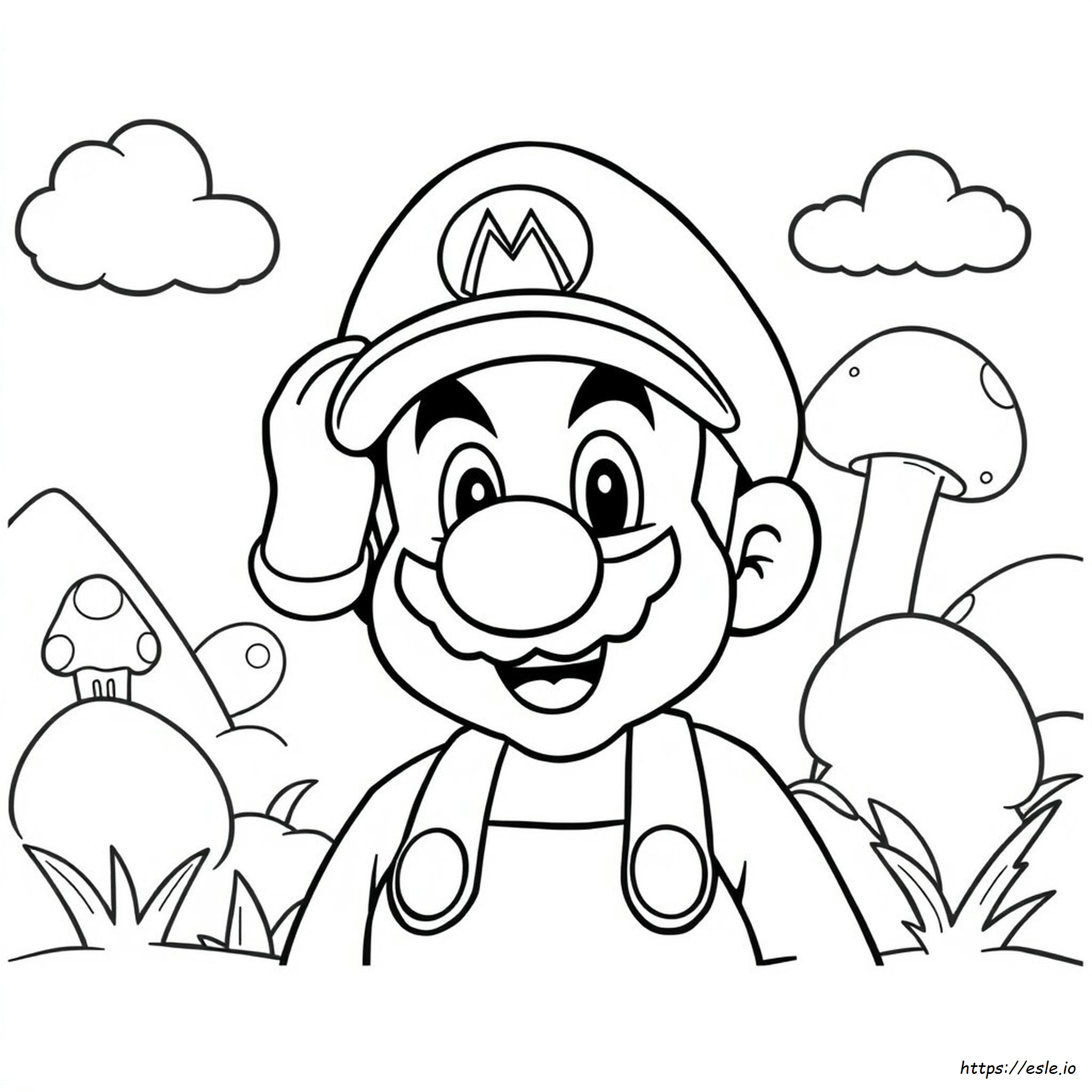 Volto Di Super Mario Da Colorare