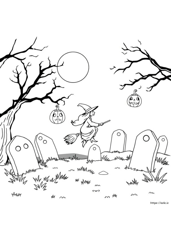 Halaman Mewarnai Malam Halloween