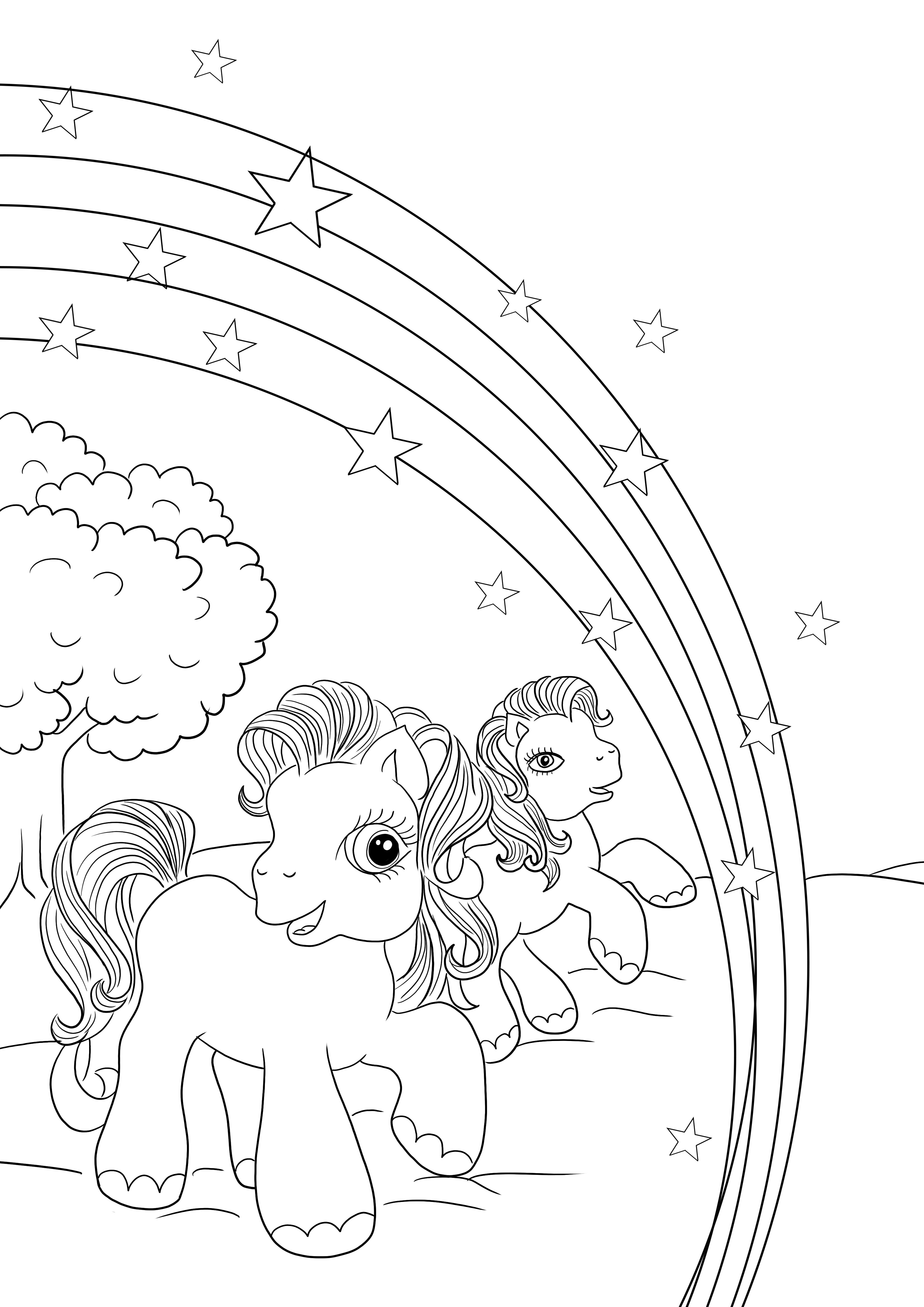 Süße und glänzende kleine Ponys zum Ausmalen und kostenlose Download-Seite