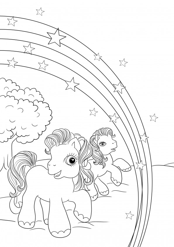 Cute and shining Little Ponies for coloring and free downloading page