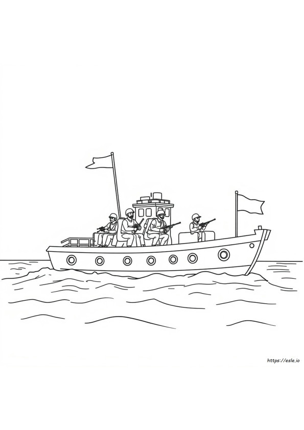Perahu Tentara Halaman Mewarnai