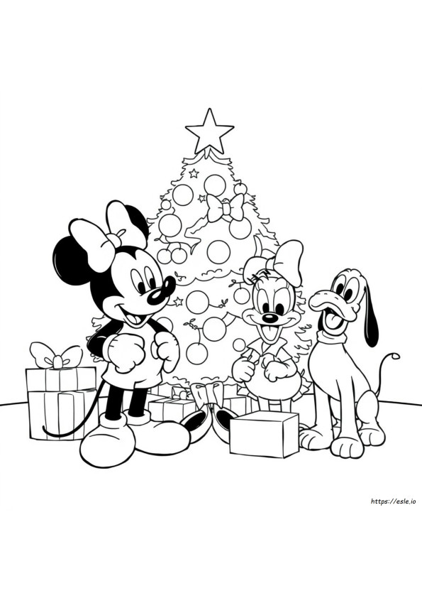 Mickey Mouse Dan Teman-Teman Natal Lembar Mewarnai