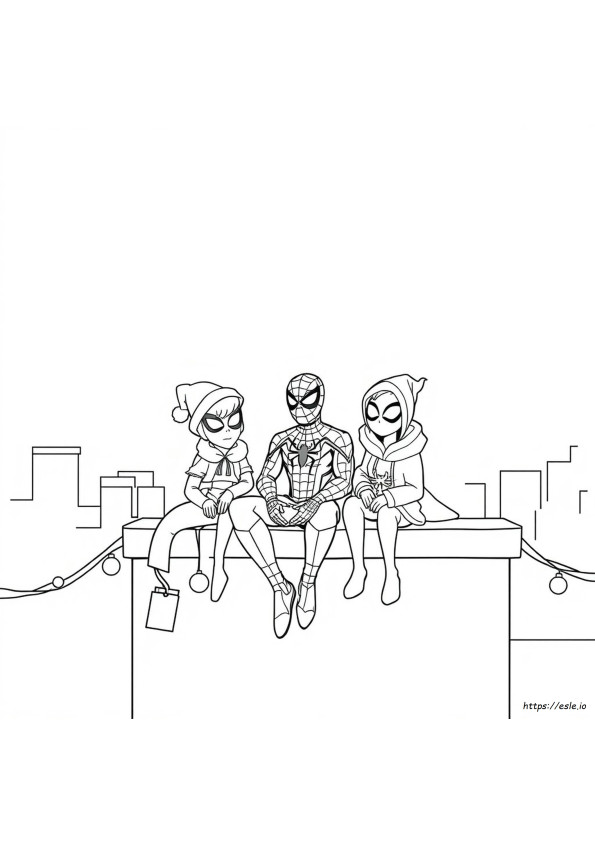 Spidey Dan Teman-Teman Natal Gambar Mewarnai