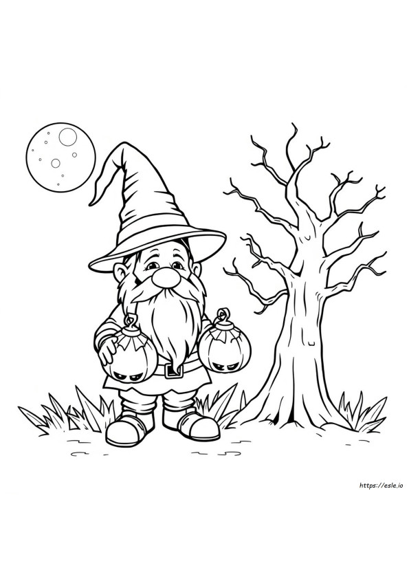 Halaman Mewarnai Gnome Halloween Yang Dapat Dicetak