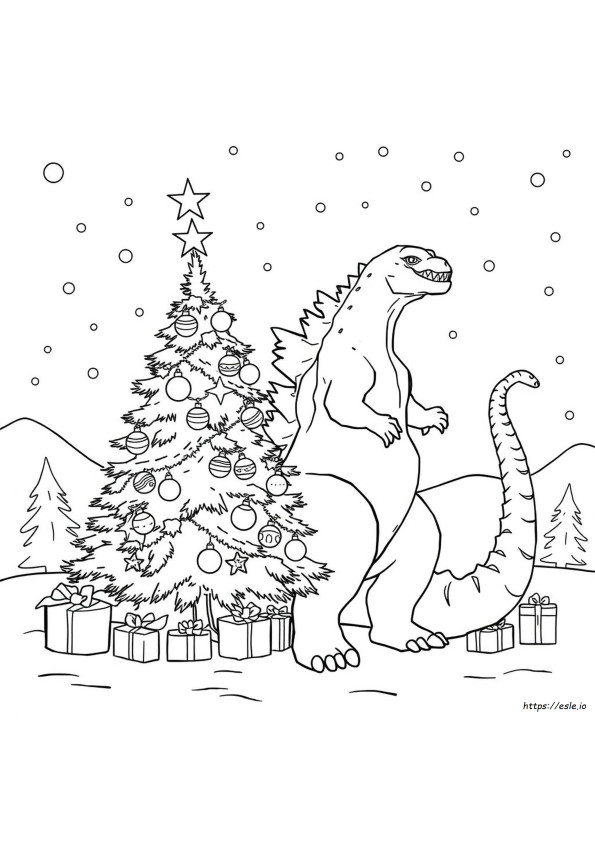 Godzilla Natal Gambar Mewarnai