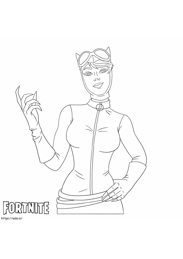 Catwoman Fortnite kleurplaat