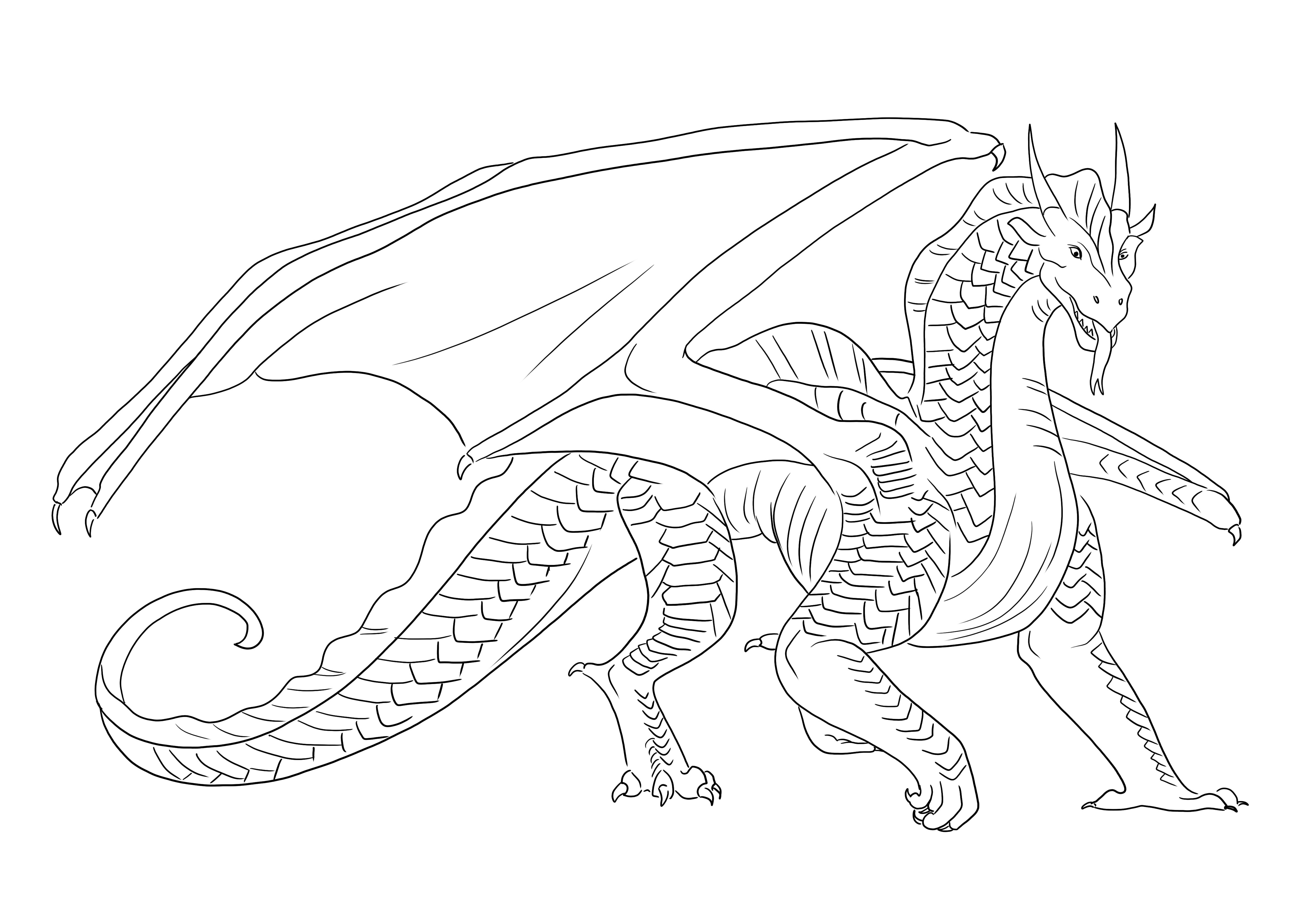 Sandwing Dragon to color for free and enjoy free time together