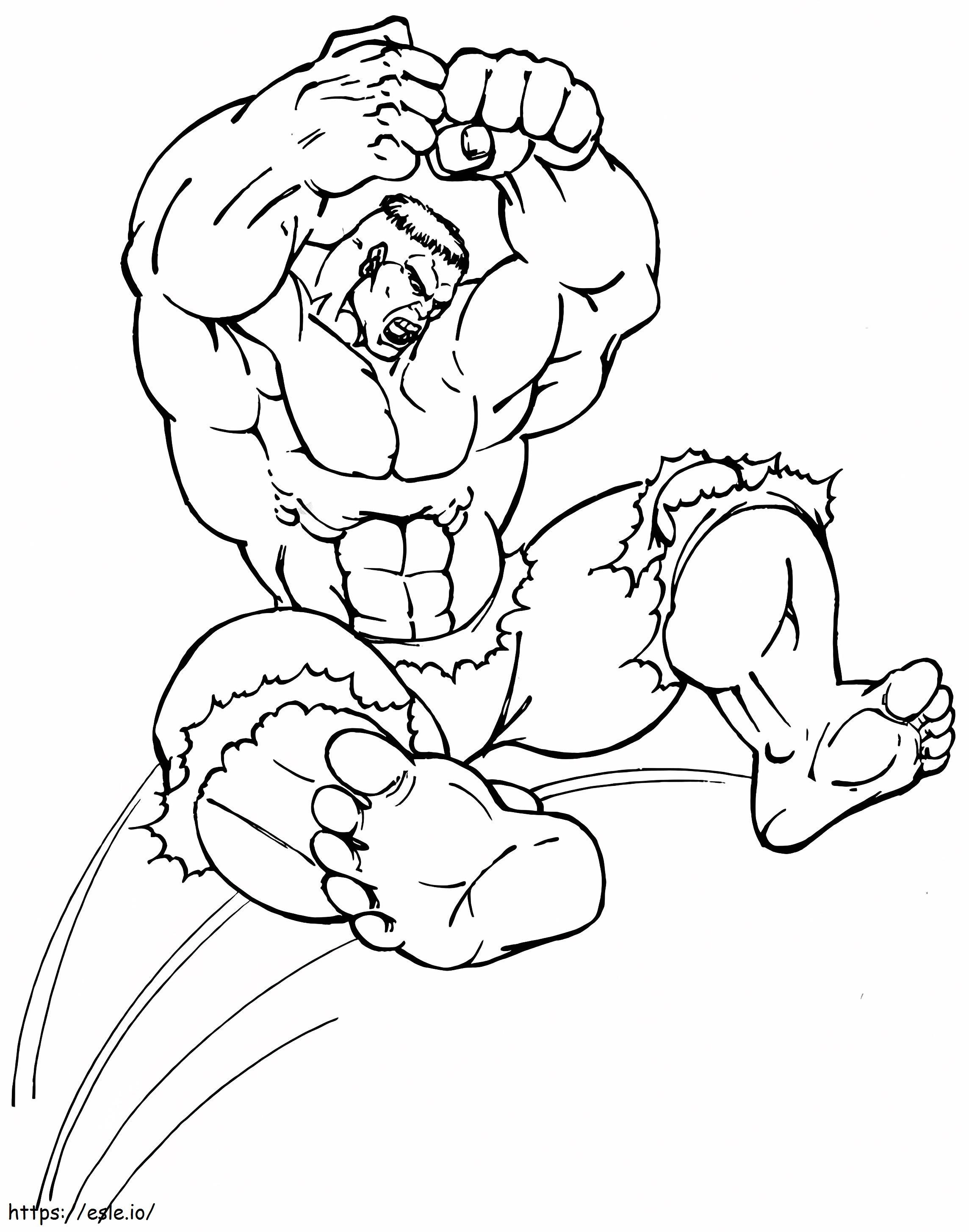Coloriage  Hulk sautant A4 à imprimer dessin