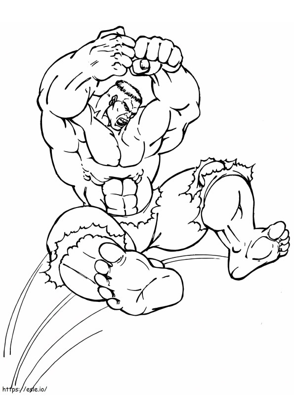 Coloriage  Hulk sautant A4 à imprimer dessin