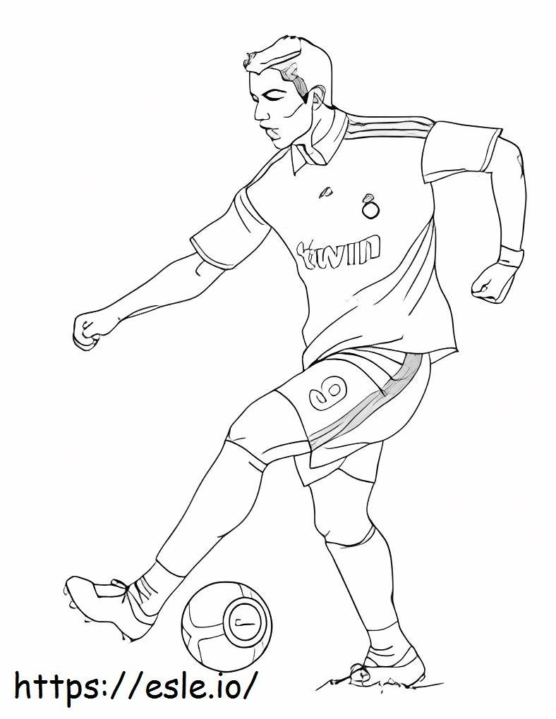Coloriage Cristiano Ronaldo jouant au football à imprimer dessin