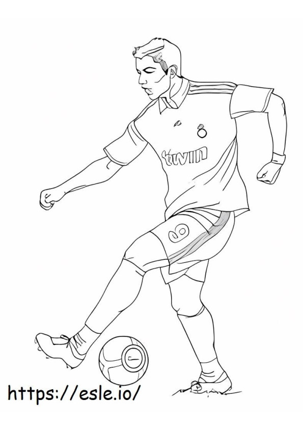 Cristiano Ronaldo jogando futebol para colorir
