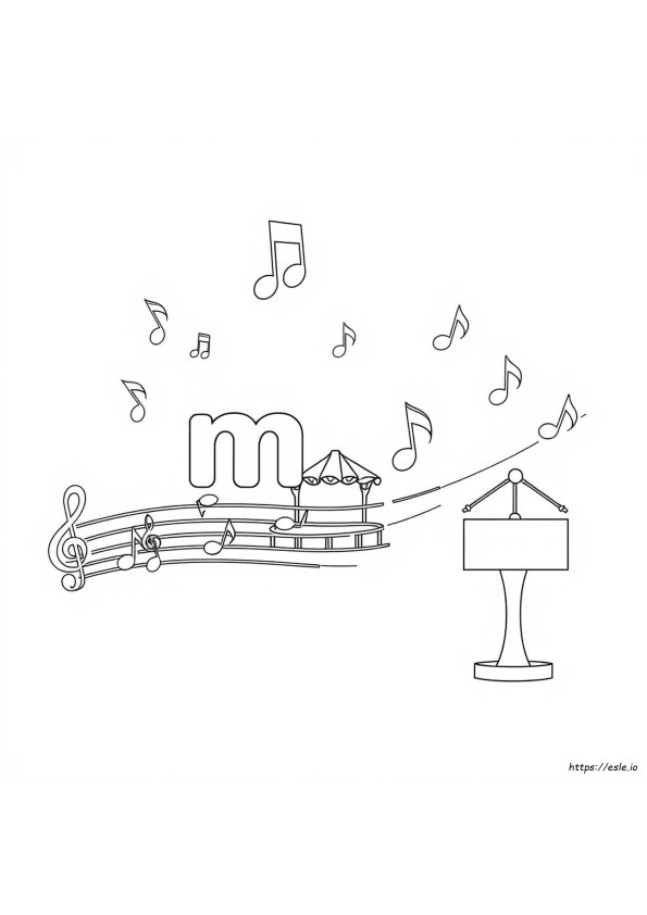 Abjad M Untuk Musik Gambar Mewarnai