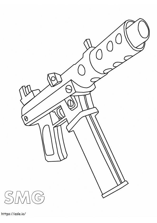 Arma submetralhadora para colorir
