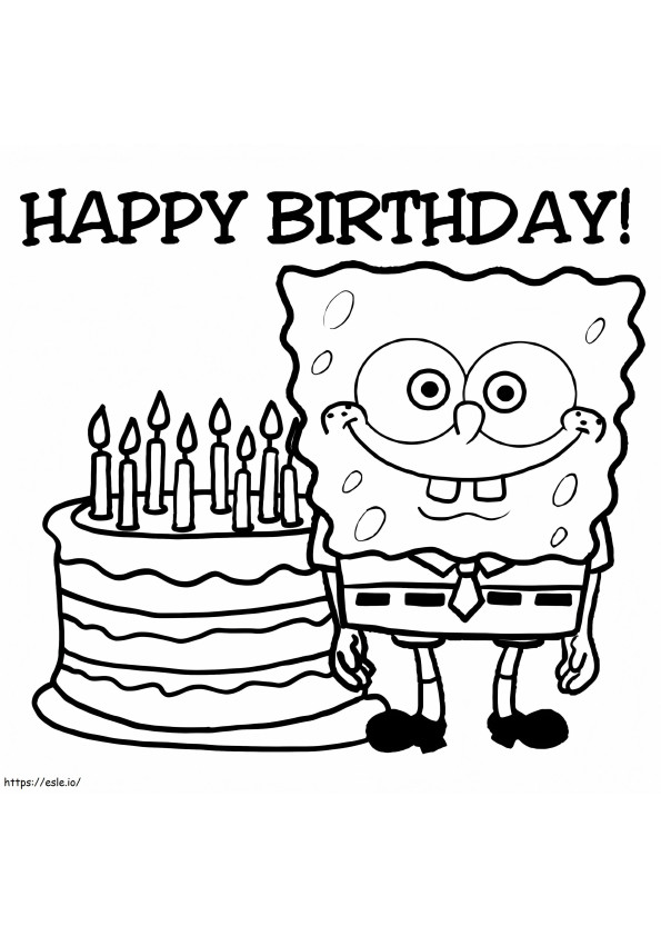 selamat ulang tahun spongebob Gambar Mewarnai