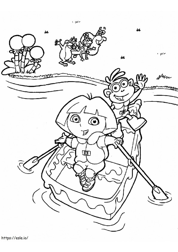 Dora Rowing coloring page