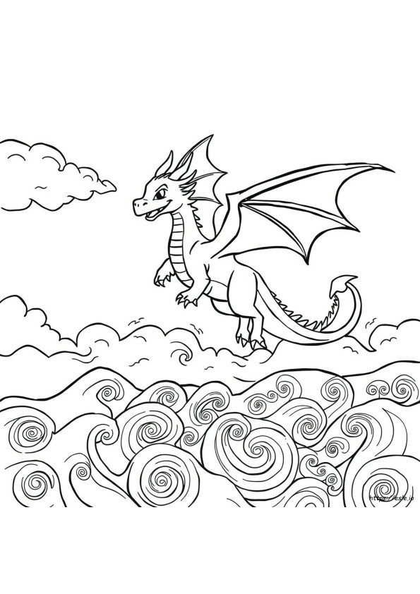 Black And White Dragon Coloring Pages