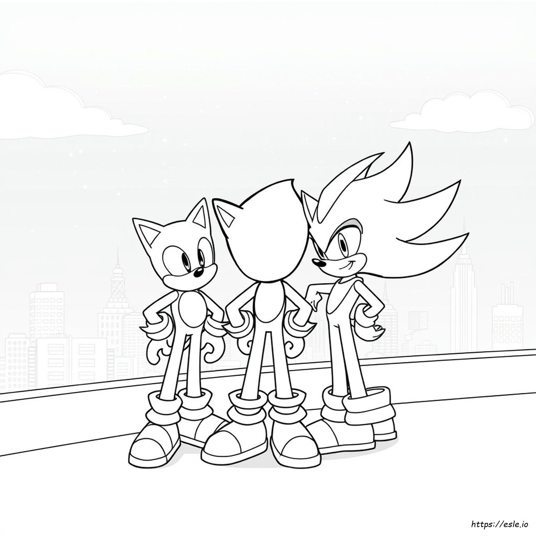 Disegni Da Colorare Di Sonic, Silver E Shadow