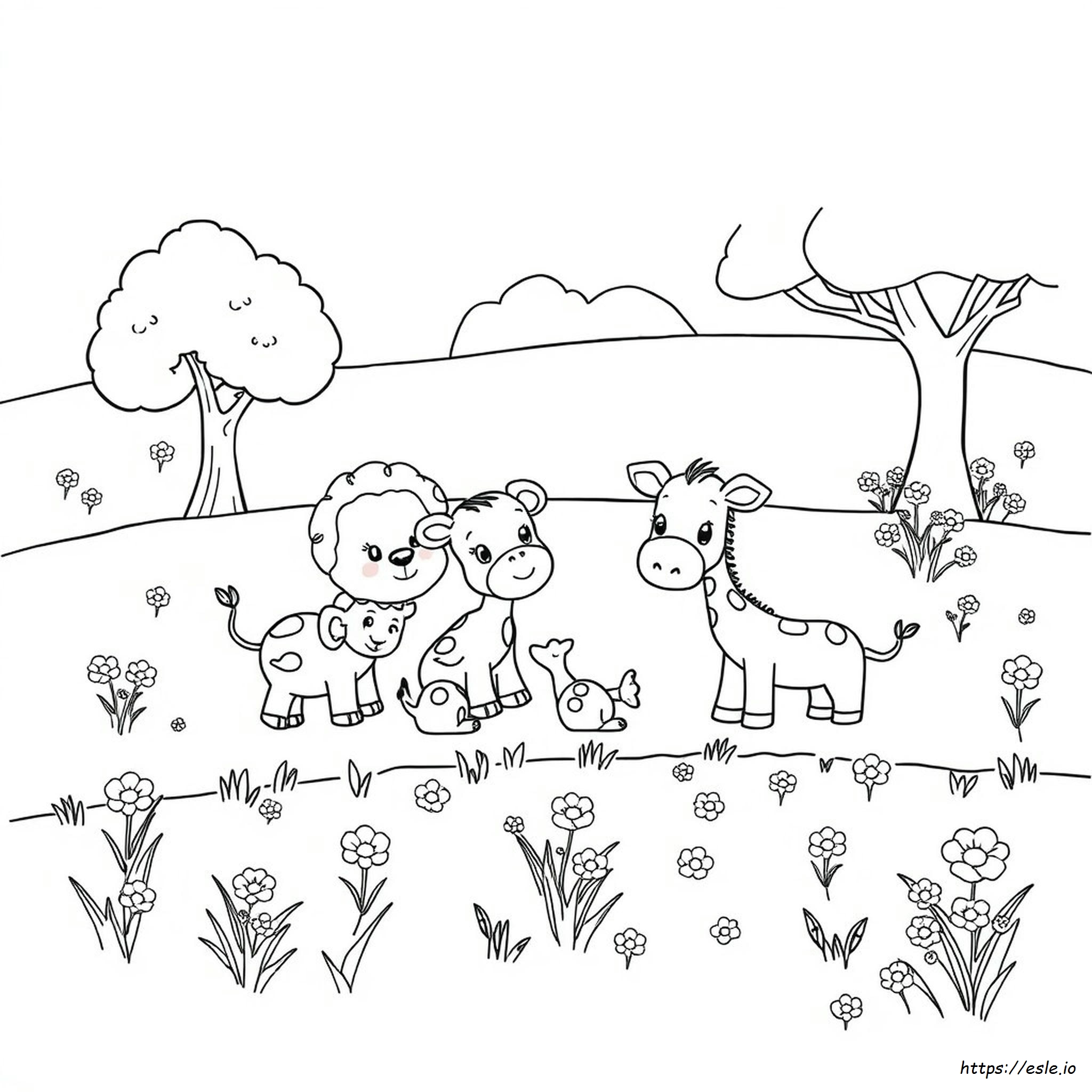 Coloriage Animaux Du Zoo Mignons À Imprimer