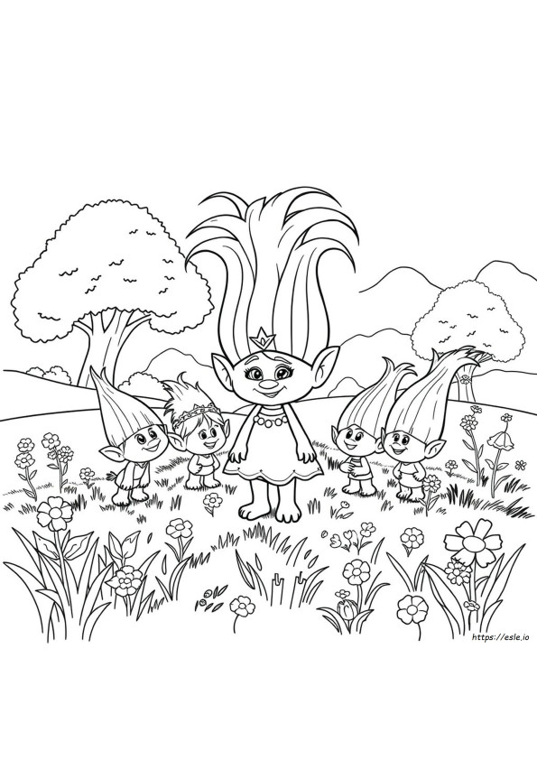 Ratu Poppy Trolls Gambar Mewarnai