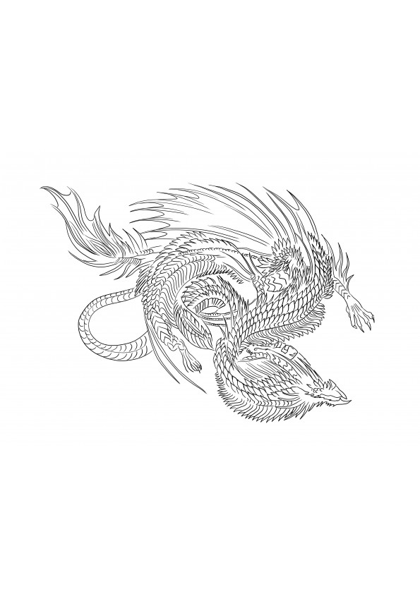 Page imprimable Sea Serpent Dragon pour un coloriage facile pour les enfants