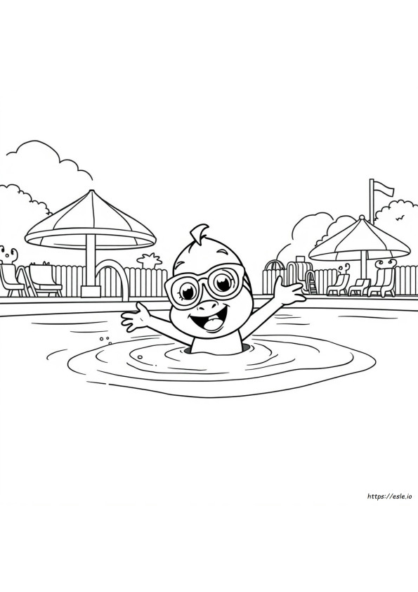 Bluey Berenang Gambar Mewarnai