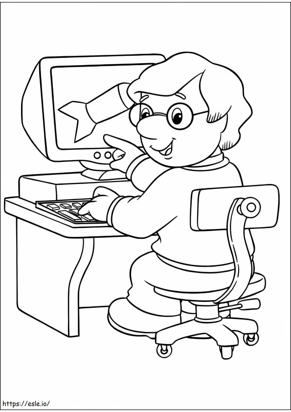 Pat The Postman With Desk coloring page