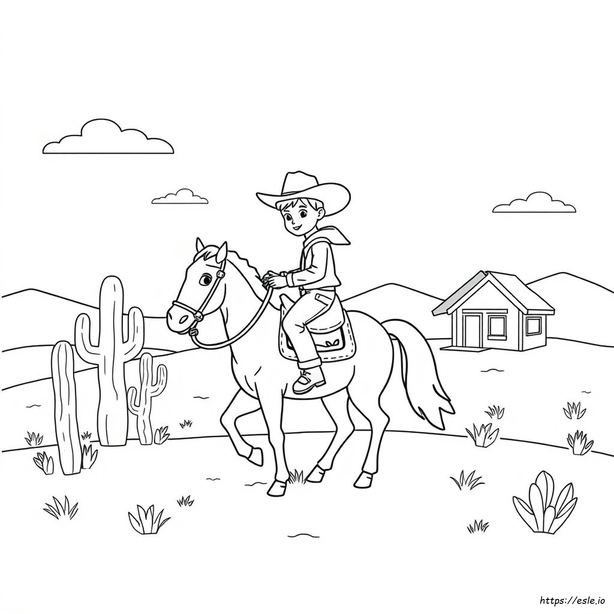 Desene De Colorat Cu Cowboy Pentru Preșcolari
