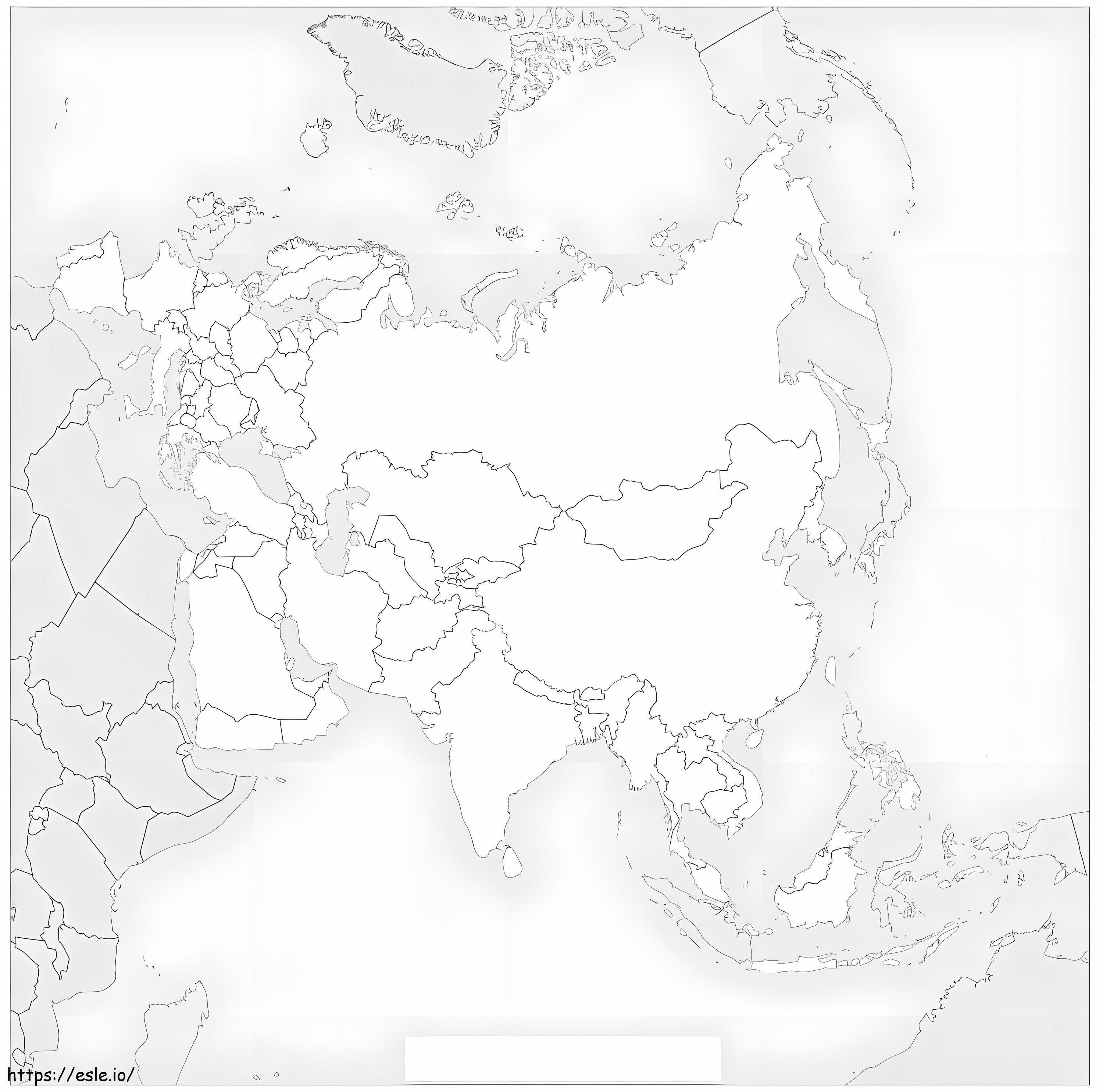 Pagina da colorare della mappa dell'Eurasia da colorare