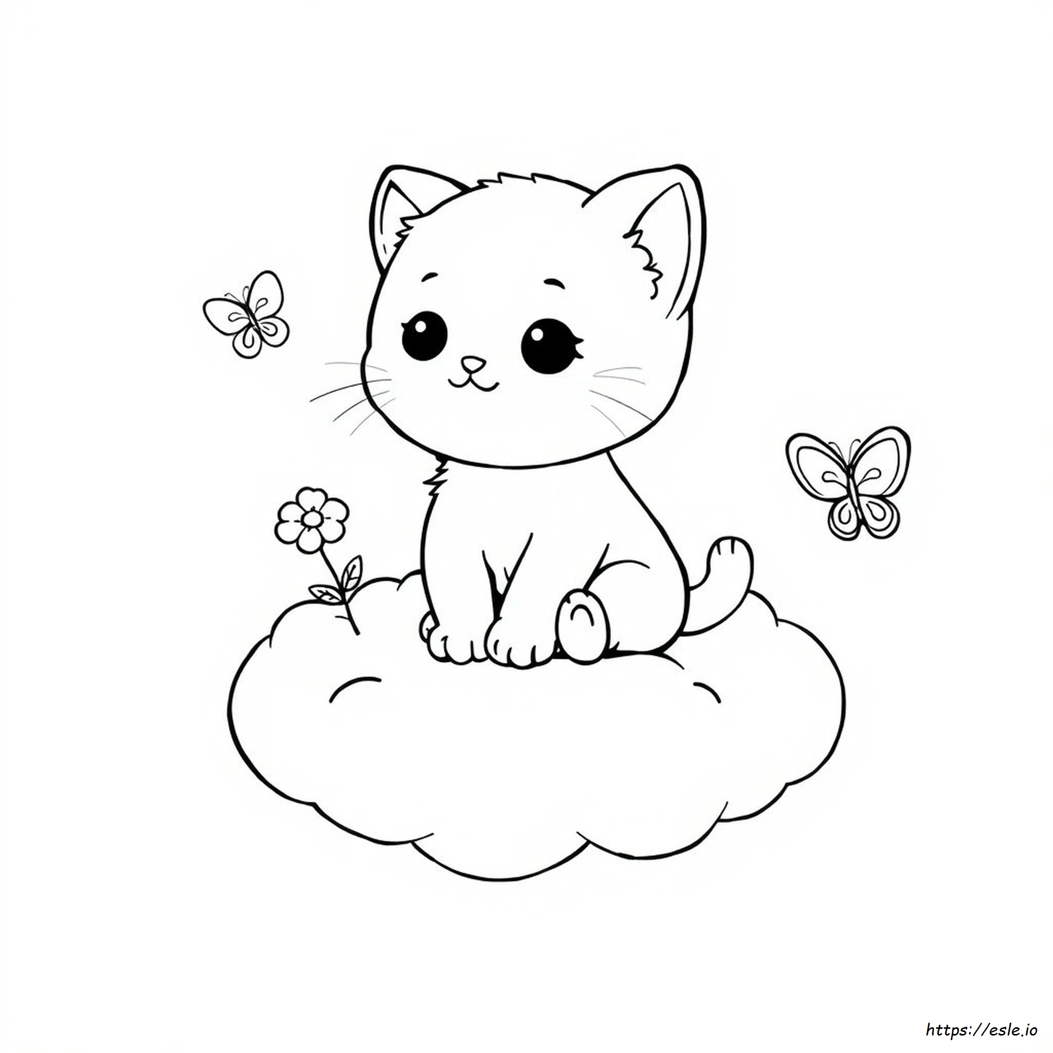 Kawaii Cute Kitten Coloring Pages