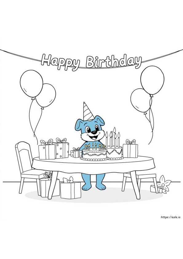 Bluey Pesta Ulang Tahun Selamat Ulang Tahun Gambar Mewarnai