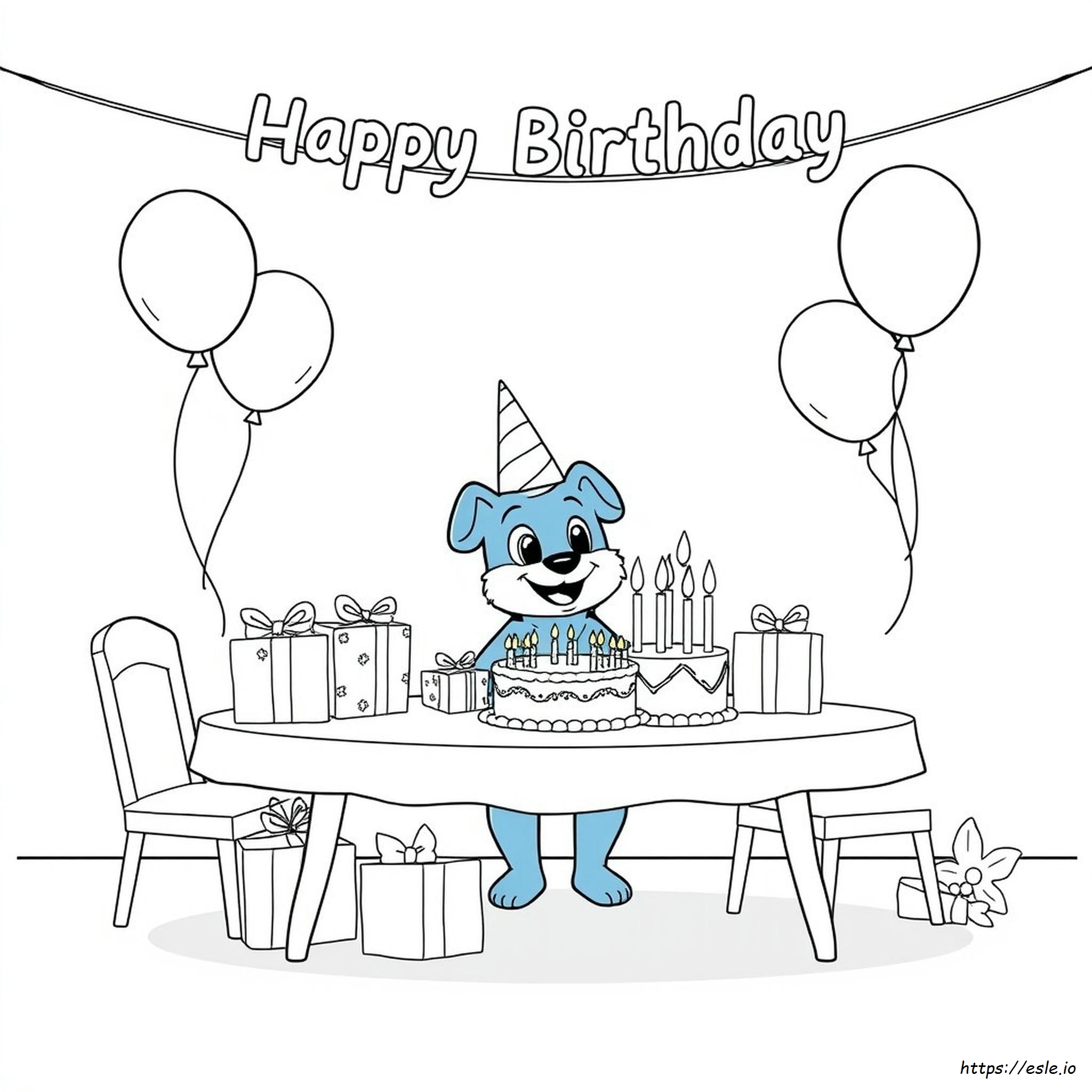 Bluey Fiesta Feliz Cumpleaños Páginas Para Colorear