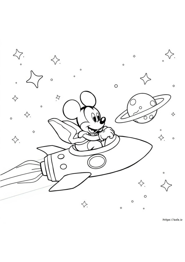 Pagini De Colorat Cu Aventura Spațială A Lui Mickey Mouse