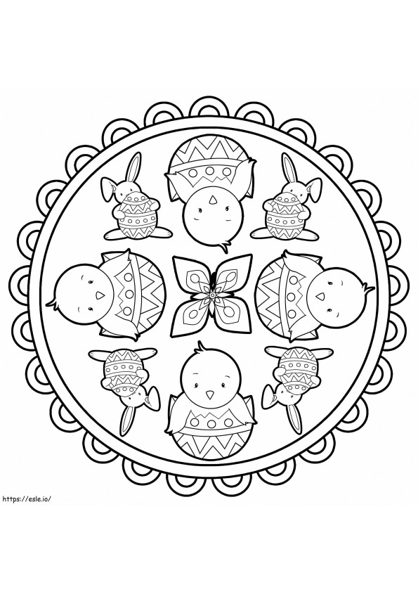 Coloriage Beau Mandala de Pâques 1 à imprimer dessin