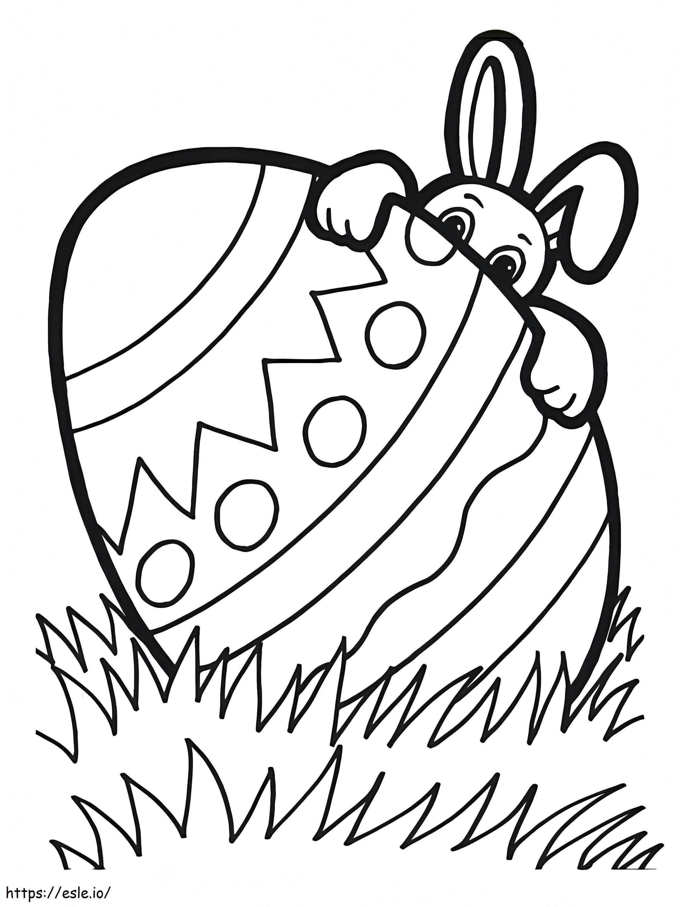 Coloriage Énorme oeuf de Pâques et lapin à imprimer dessin