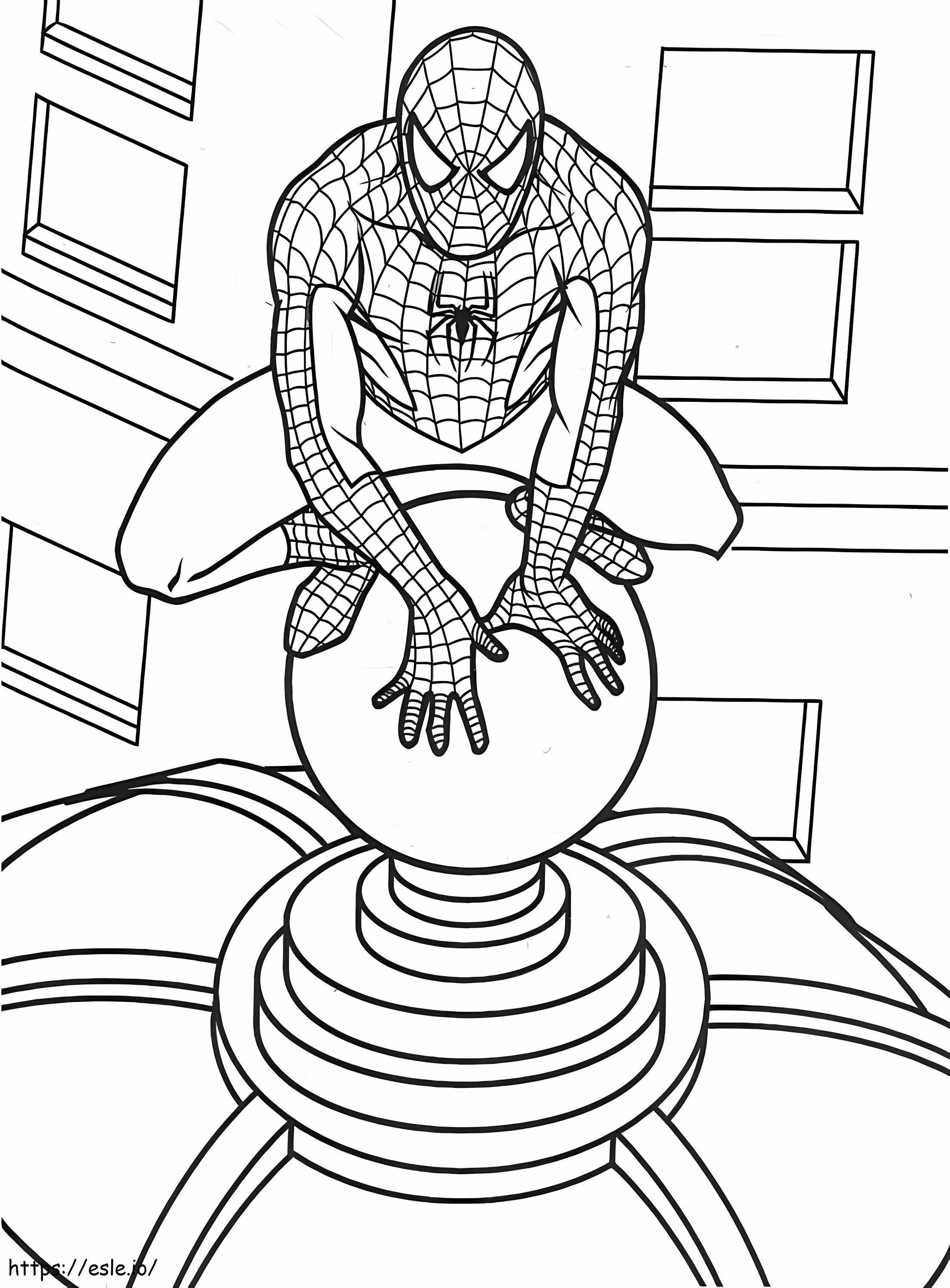  Spiderman sul tetto A4 da colorare