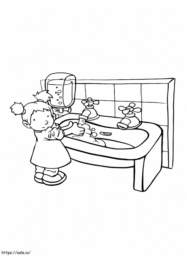 Little Girl Practice Hygiene coloring page