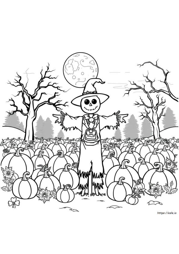 Gambar Mewarnai Orang-Orangan Sawah Halloween