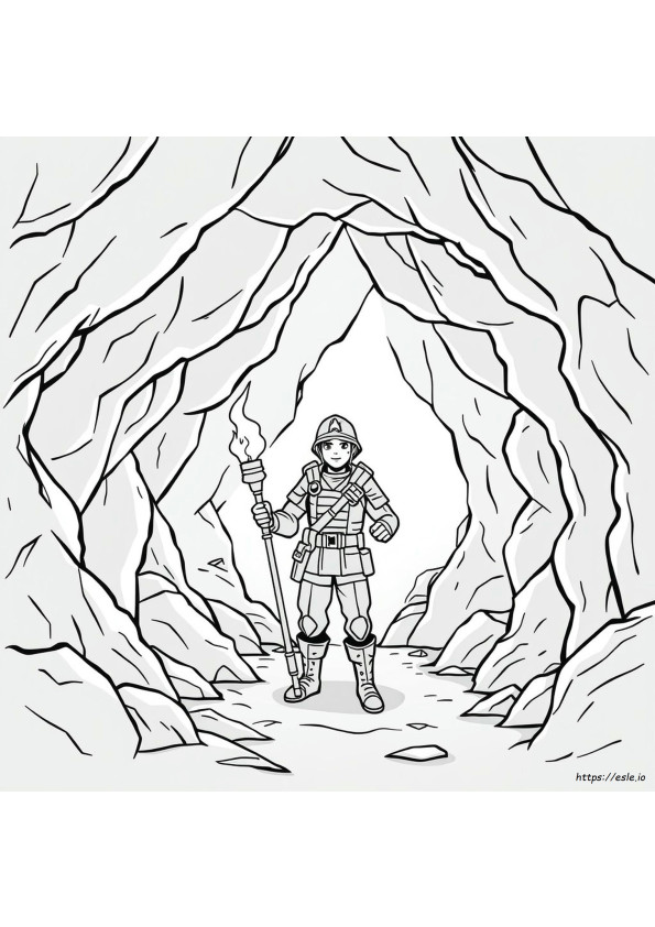Soldat In Höhle Ausmalbild Leicht