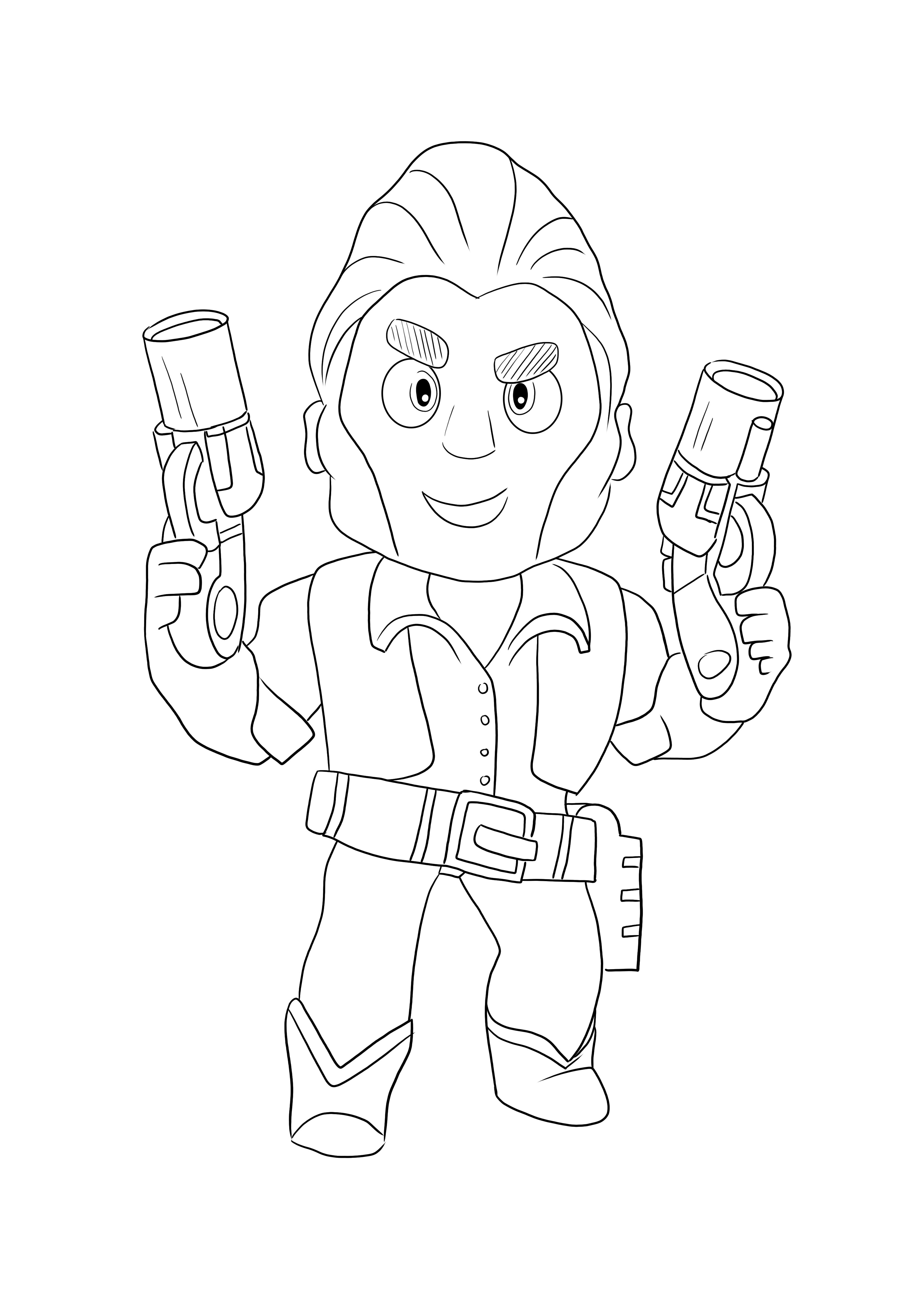 Colt from Brawl Stars video game for free coloring image