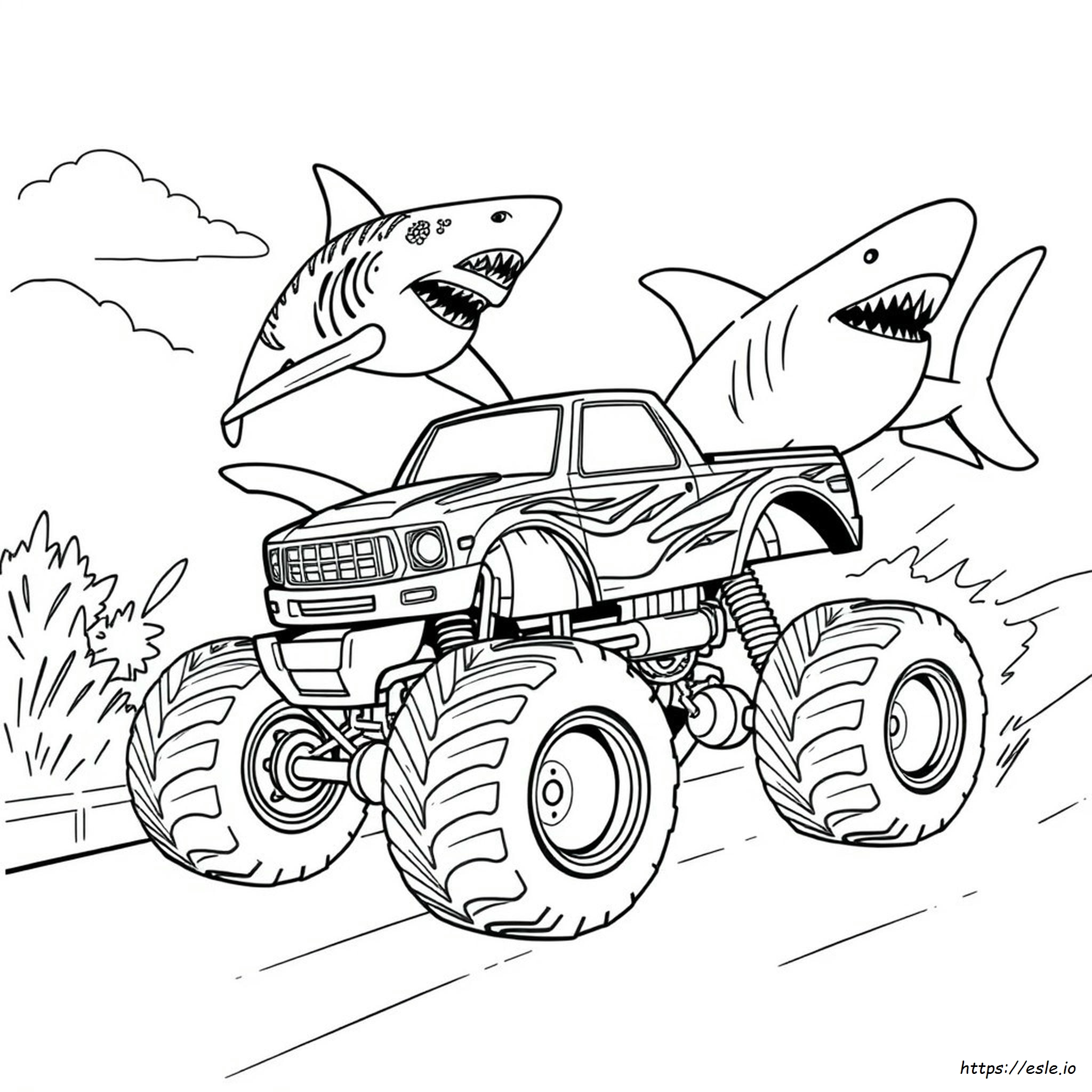 Hot Wheels Monster Truck Tiger Shark Színező